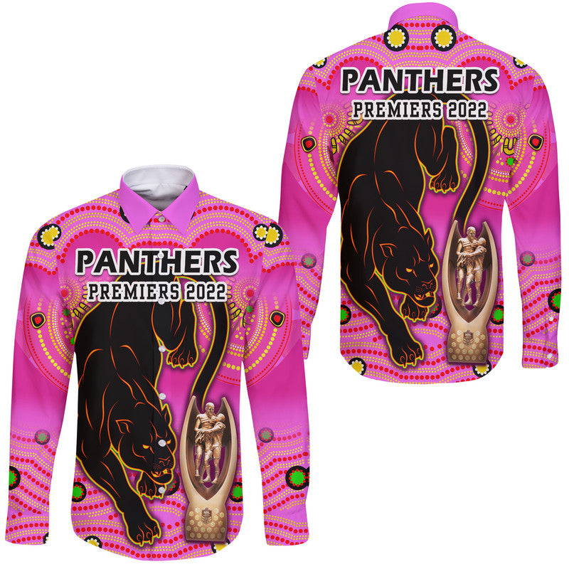 penrith-panthers-rugby-hawaii-long-sleeve-button-shirt-pink-crouching-panther-premiers-2022
