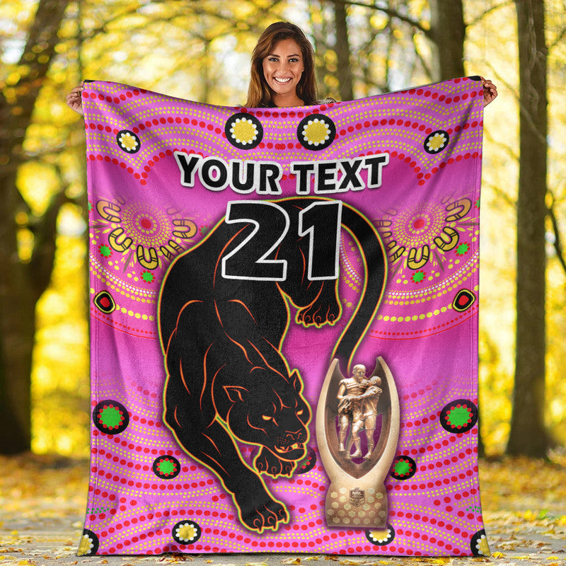 custom-personalised-penrith-panthers-rugby-premium-blanket-pink-crouching-panther-premiers-2022