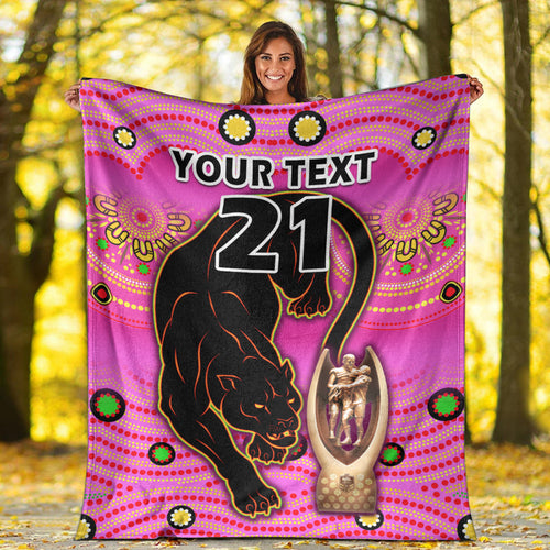 custom-personalised-penrith-panthers-rugby-premium-blanket-pink-crouching-panther-premiers-2022