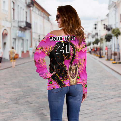 custom-personalised-penrith-panthers-rugby-women-off-shoulder-sweater-pink-crouching-panther-premiers-2022
