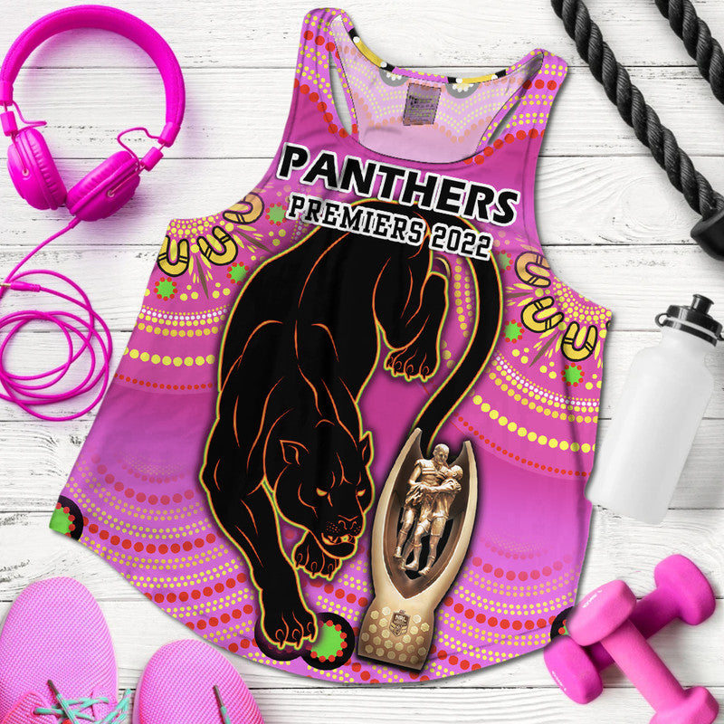 custom-personalised-penrith-panthers-rugby-women-racerback-tank-pink-crouching-panther-premiers-2022