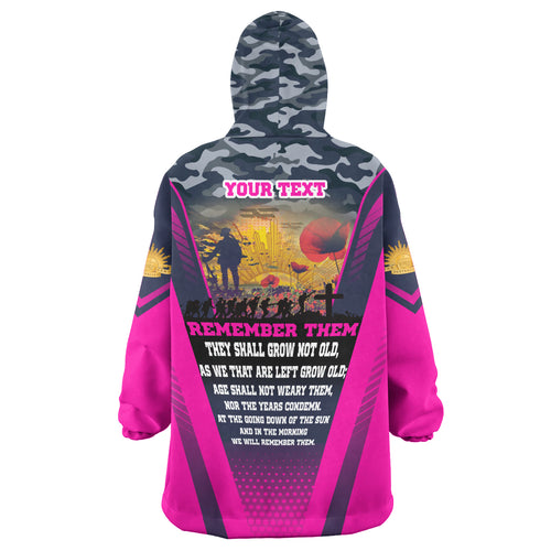 Australia Anzac Camo Snug Hoodie - Anzac Poem Lest We Forget Flag Oodie Blanket