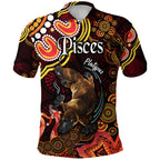 custom-personalised-australian-astrology-polo-shirt-pisces-platypus-zodiac-aboriginal-vibes-red