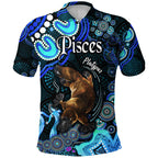 australian-astrology-polo-shirt-pisces-platypus-zodiac-aboriginal-vibes-blue