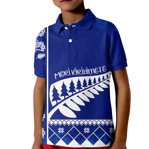 aotearoa-kirihimete-pohutukawa-and-silver-fern-kid-polo-shirt