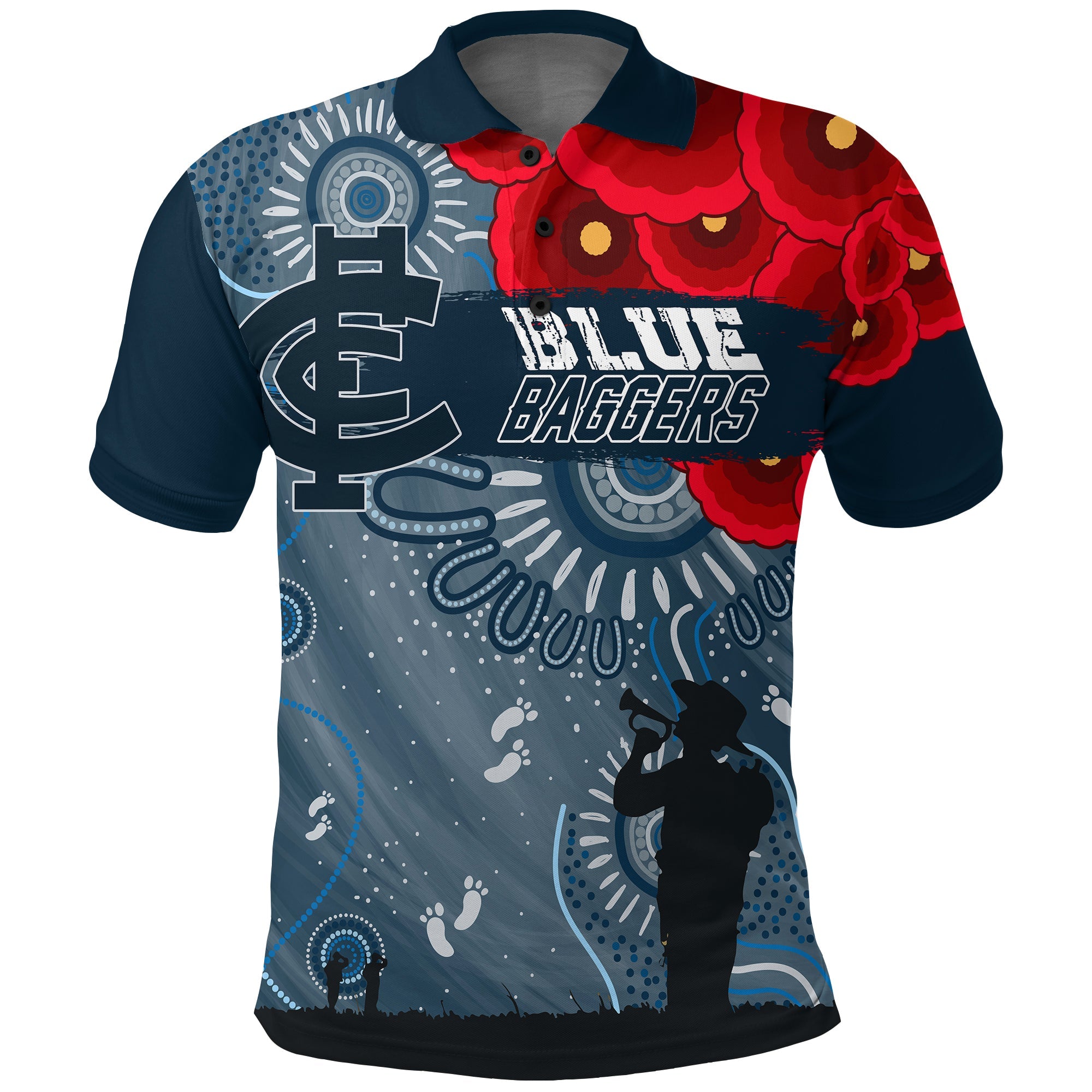 custom-personalised-carlton-blue-baggers-indigenous-anzac-day-polo-shirt-we-will-remember