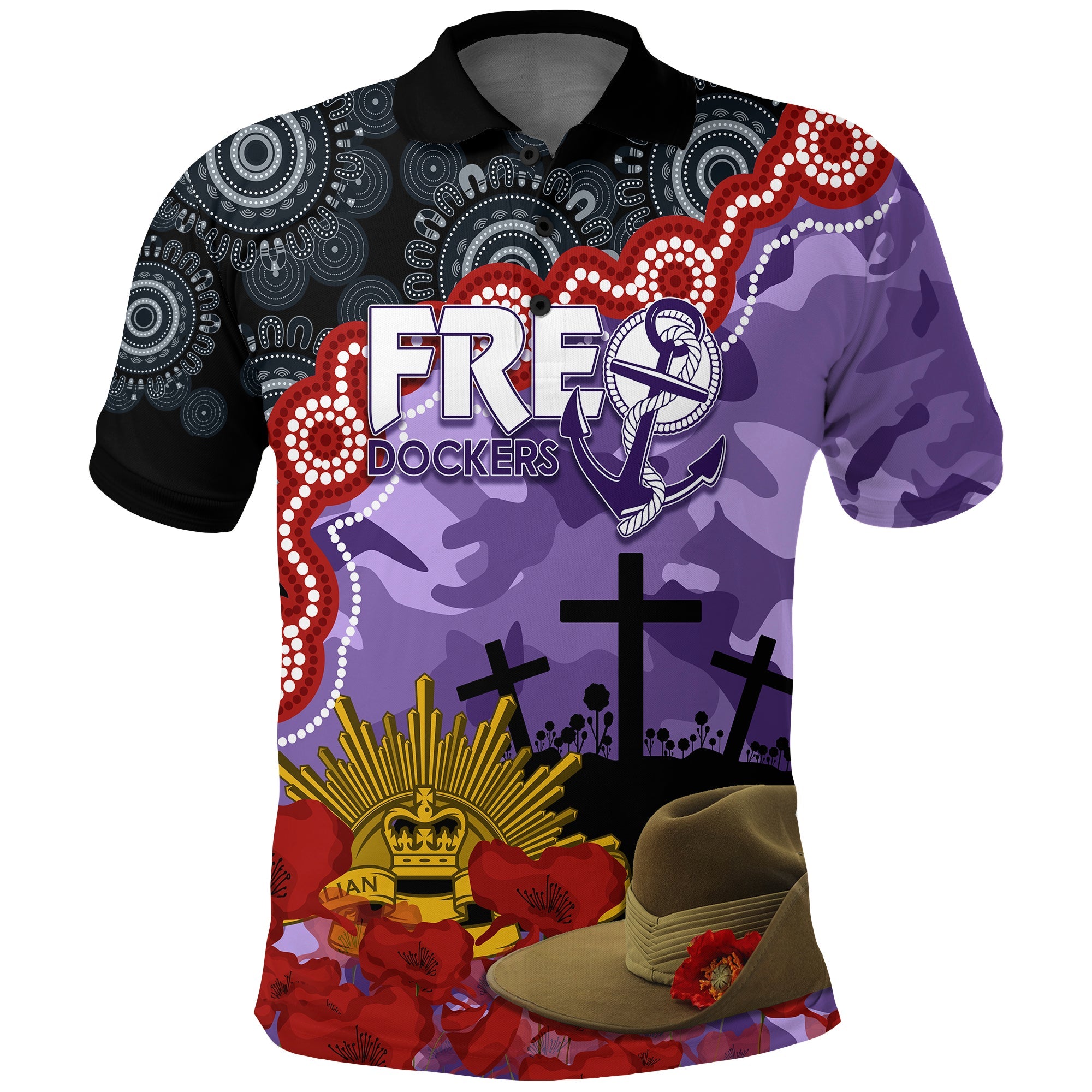 freo-dockers-football-anzac-2023-polo-shirt-aboriginal-mix-slouch-hat