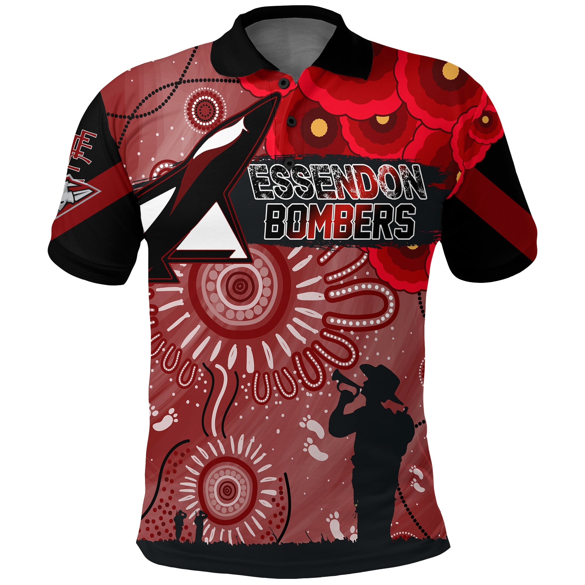 custom-personalised-essendon-bombers-indigenous-anzac-day-polo-shirt-we-will-remember