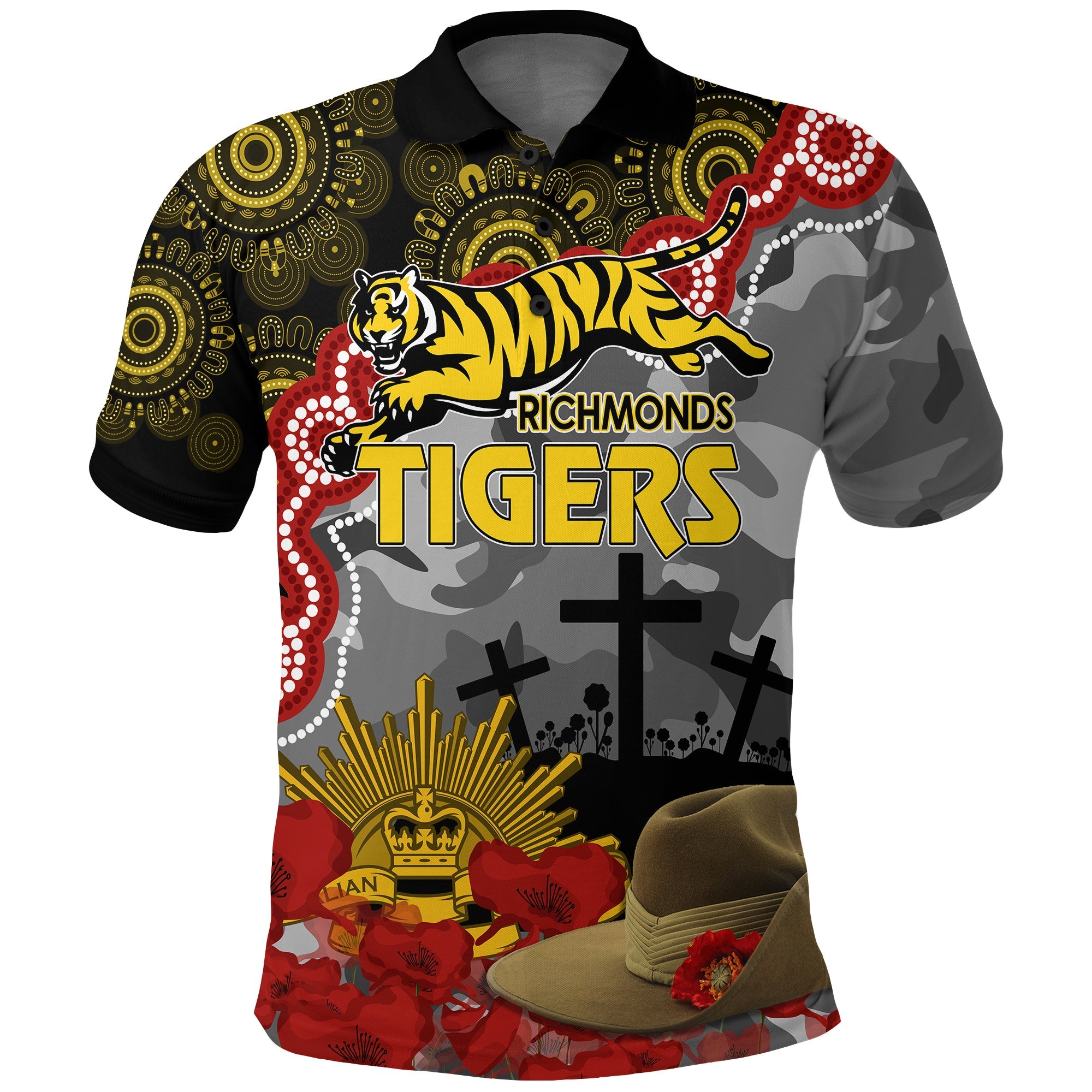 tigers-football-anzac-2023-polo-shirt-aboriginal-mix-slouch-hat