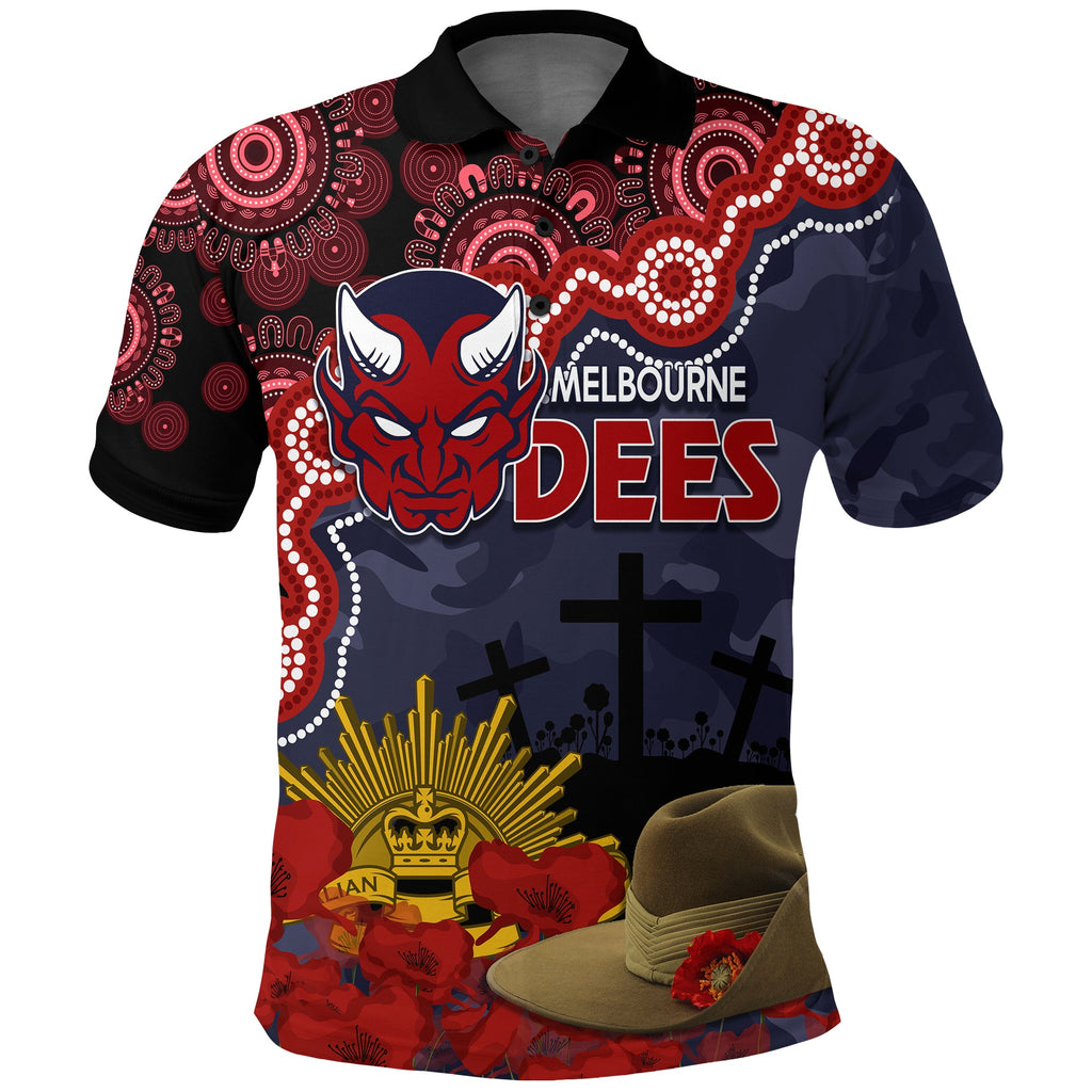 melbourne-dees-football-anzac-2023-polo-shirt-aboriginal-mix-slouch-hat