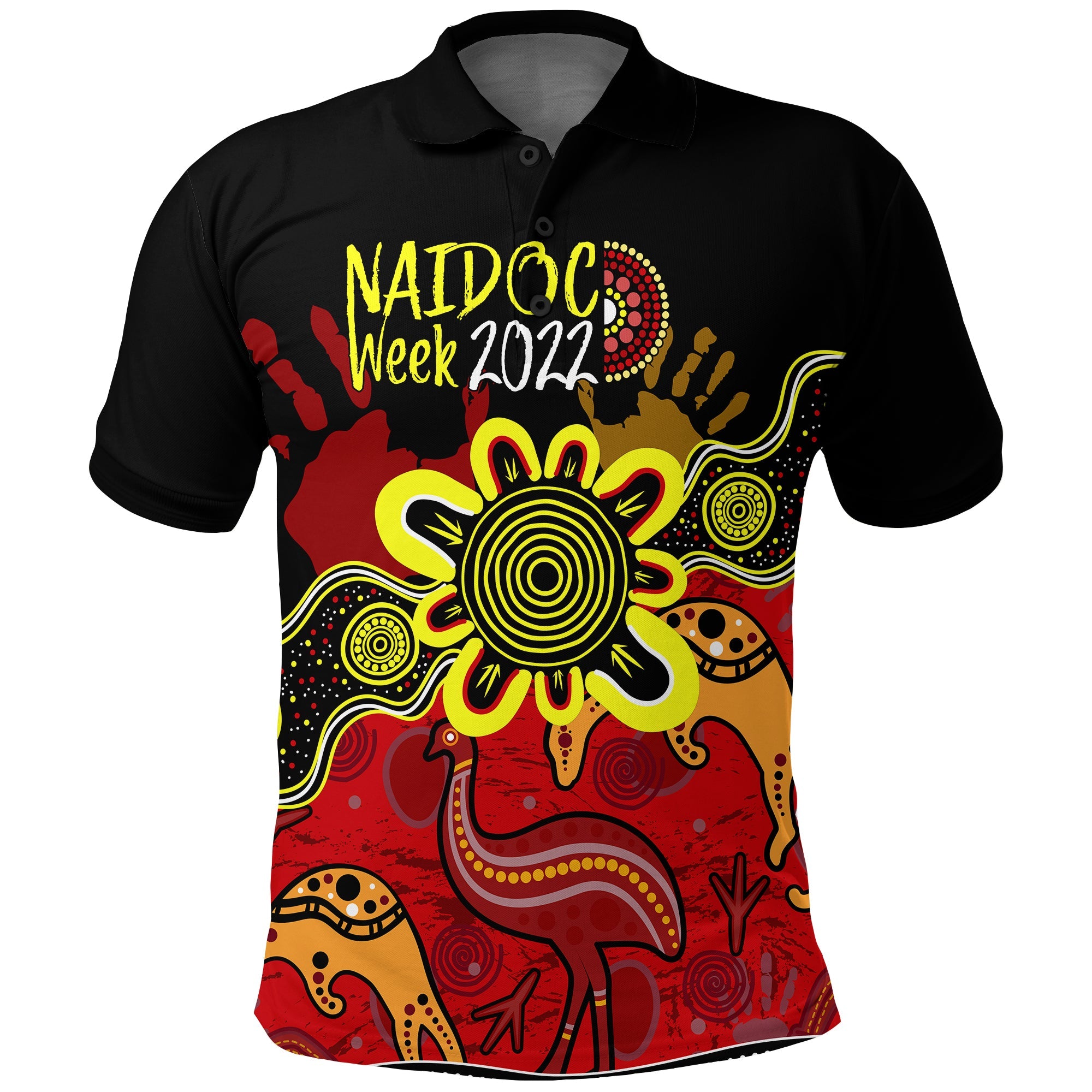 indigenous-naidoc-week-2022-polo-shirt-kangaroo-and-emu-birds