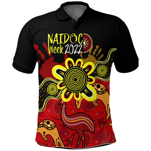 indigenous-naidoc-week-2022-polo-shirt-kangaroo-and-emu-birds