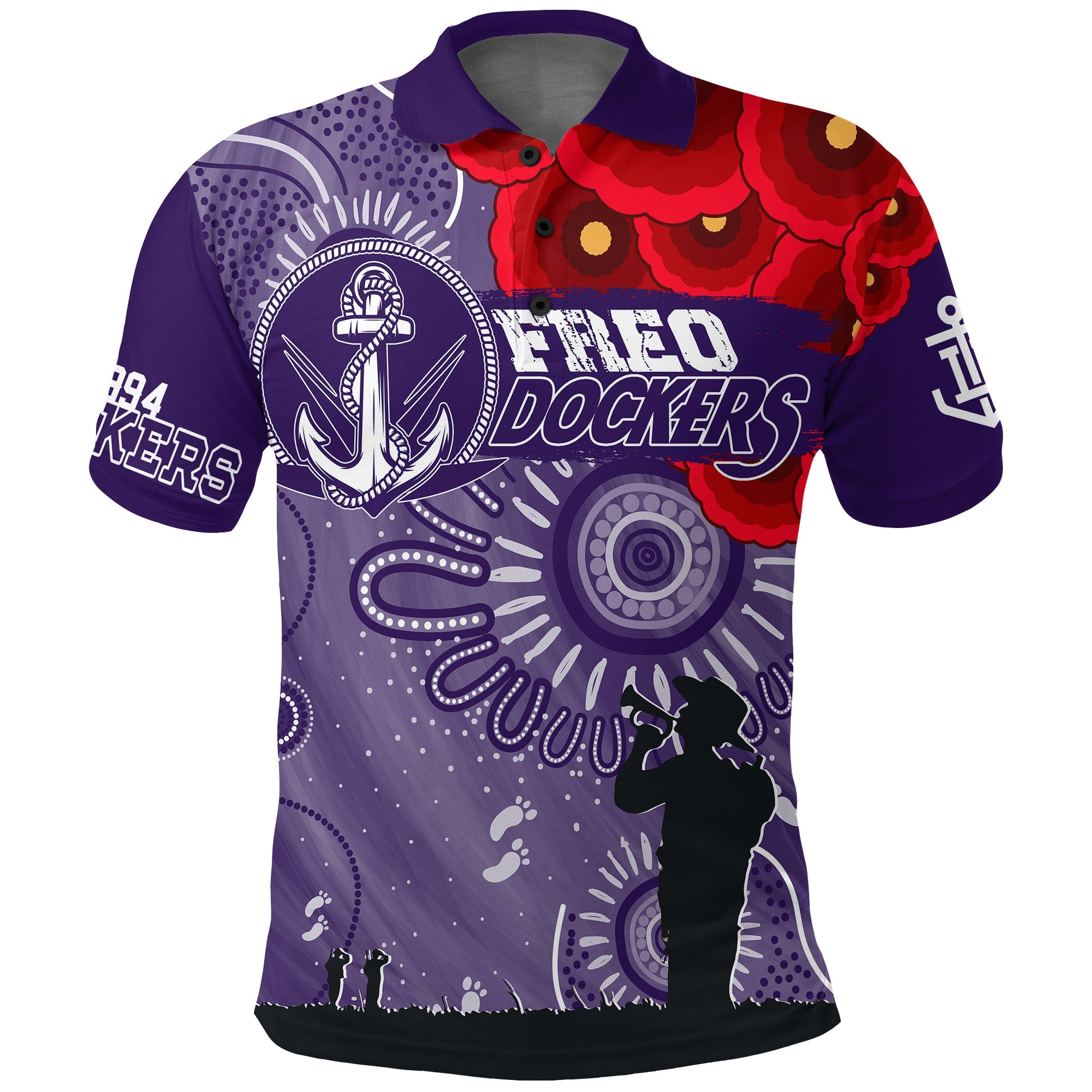 custom-personalised-freo-dockers-indigenous-anzac-day-polo-shirt-we-will-remember
