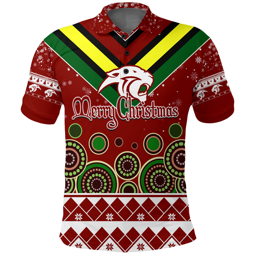 aboriginal-christmas-black-panther-with-santa-hat-polo-shirt
