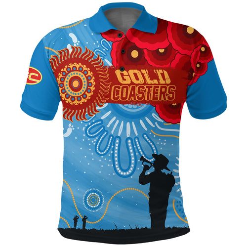 custom-personalised-gold-coaster-sunnies-indigenous-anzac-day-polo-shirt-we-will-remember