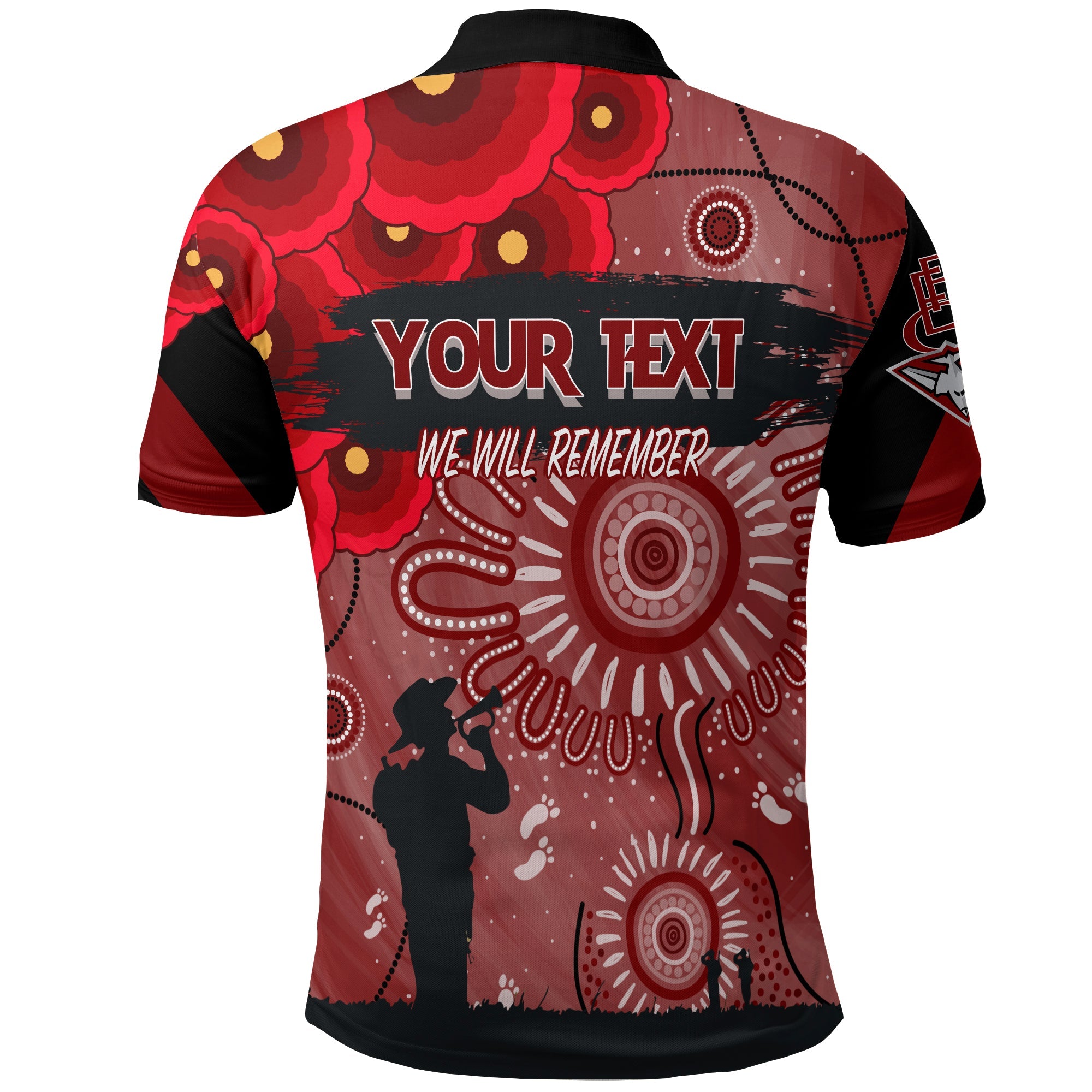 custom-personalised-essendon-bombers-indigenous-anzac-day-polo-shirt-we-will-remember
