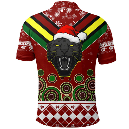 aboriginal-christmas-black-panther-with-santa-hat-polo-shirt