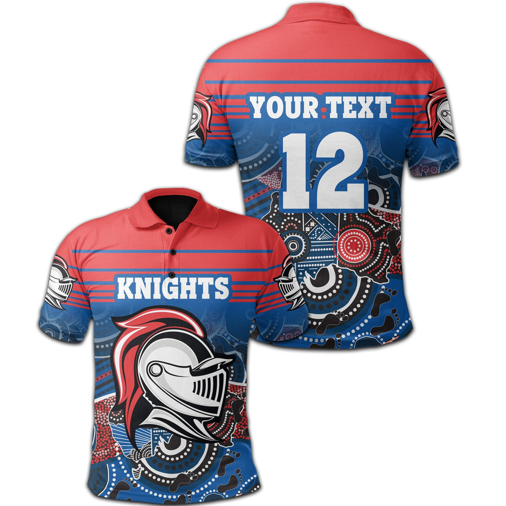 custom-personalised-knights-polo-shirt-newcastle-aboriginal-horizontal-style