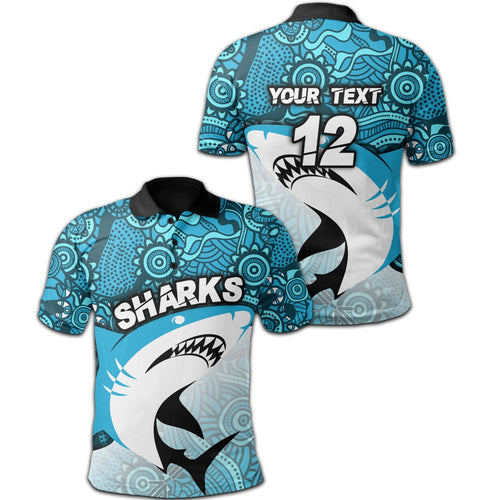 custom-personalised-sharks-aboriginal-polo-shirt-sea-wave-style