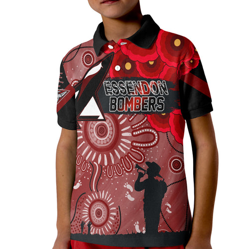 custom-personalised-essendon-bombers-indigenous-anzac-day-kid-polo-shirt-we-will-remember