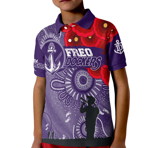 custom-personalised-freo-dockers-indigenous-anzac-day-kid-polo-shirt-we-will-remember