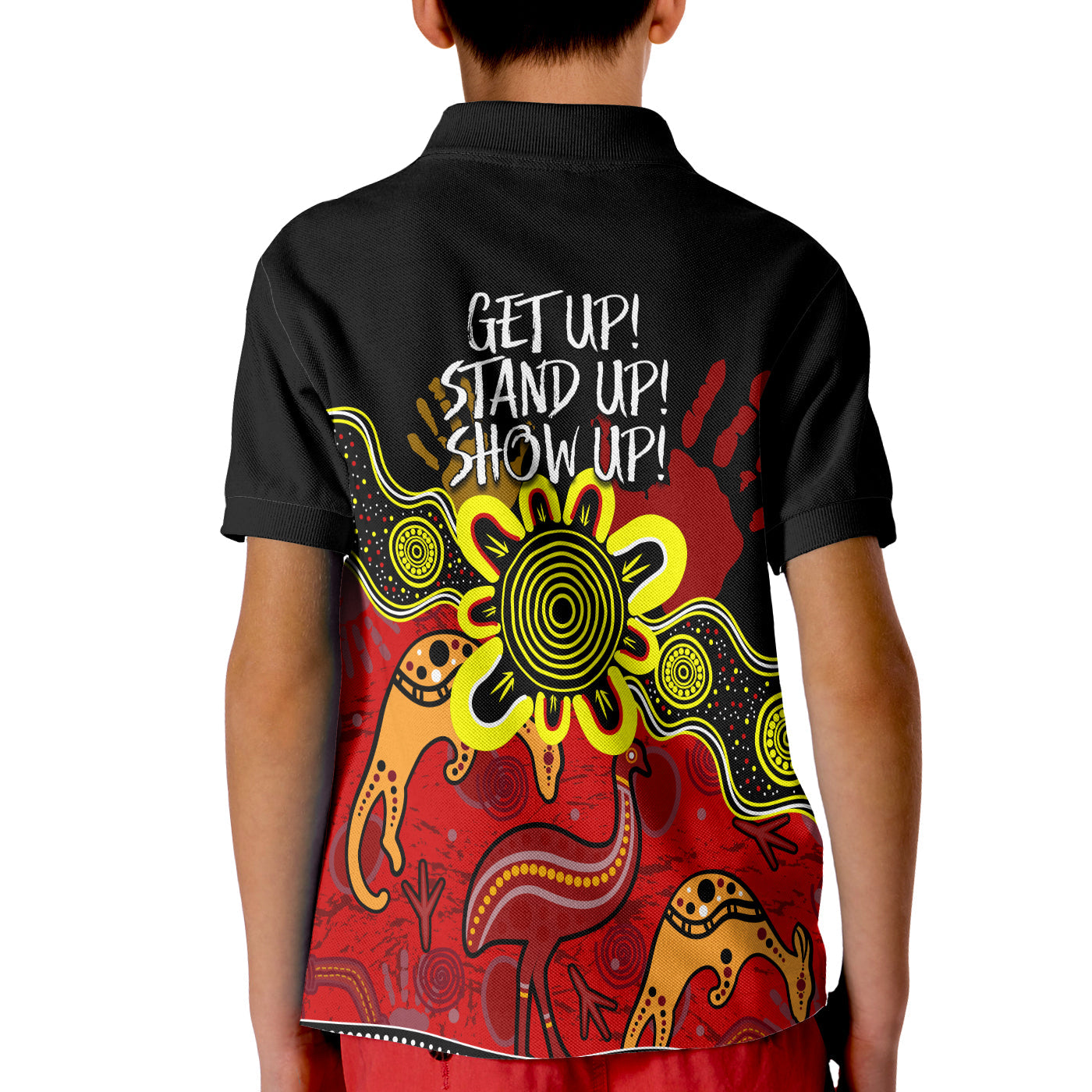 indigenous-naidoc-week-2022-kid-polo-shirt-kangaroo-and-emu-birds