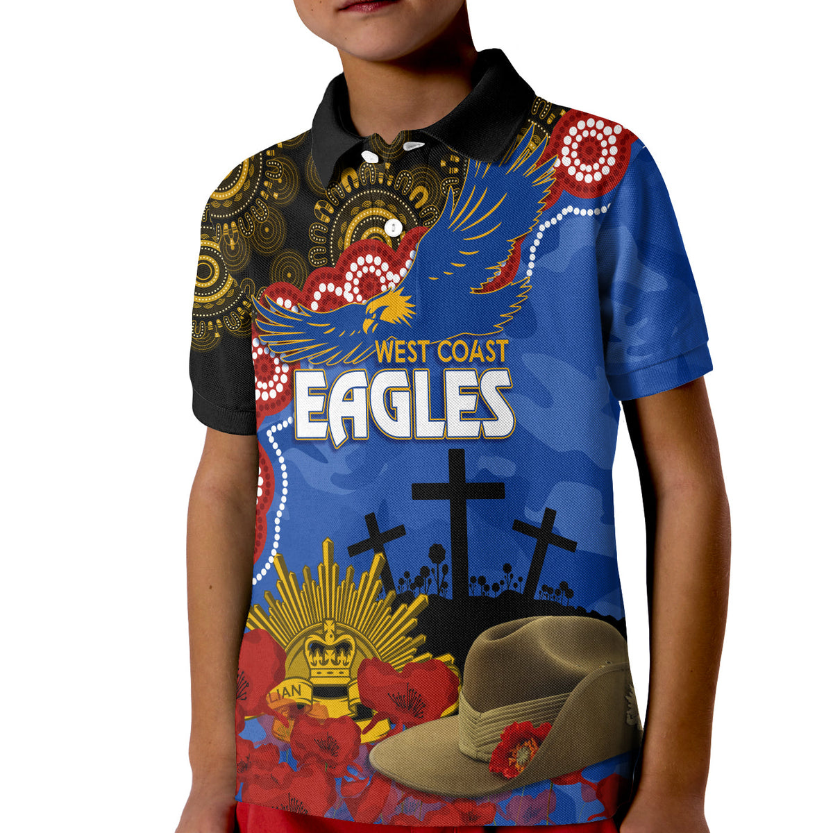 eagles-football-anzac-2023-polo-shirt-kid-aboriginal-mix-slouch-hat