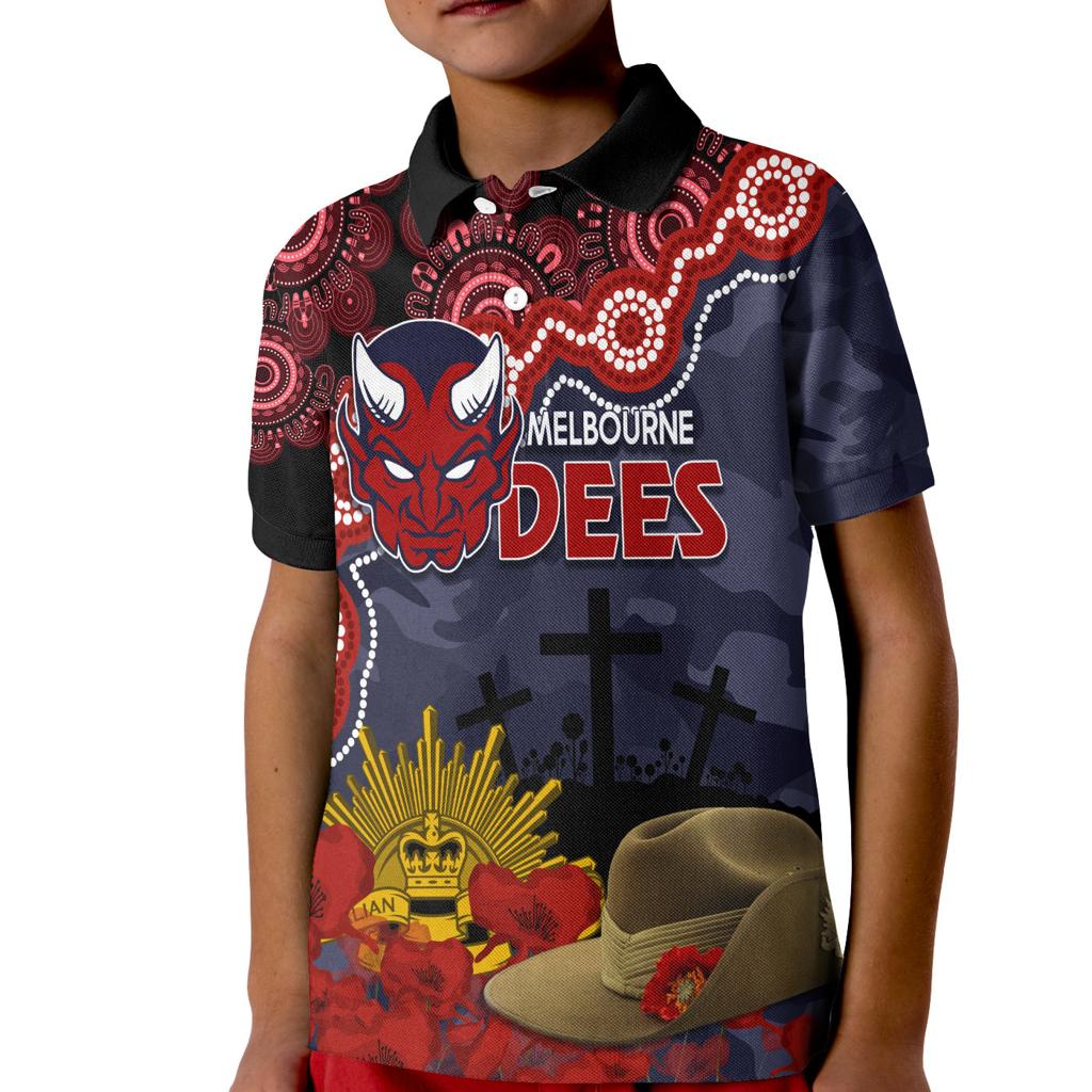 melbourne-dees-football-anzac-2023-polo-shirt-kid-aboriginal-mix-slouch-hat