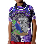 custom-personalised-australia-koala-aboriginal-polo-shirt-koala-hugging-rugby-ball-purple