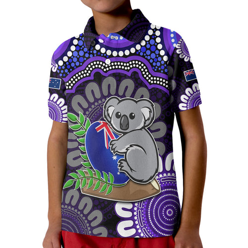 custom-personalised-australia-koala-aboriginal-polo-shirt-koala-hugging-rugby-ball-purple