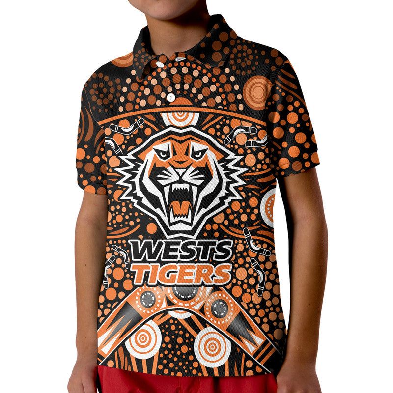 custom-personalised-wests-tigers-rugby-polo-shirt-boomerang-indigenous-dots