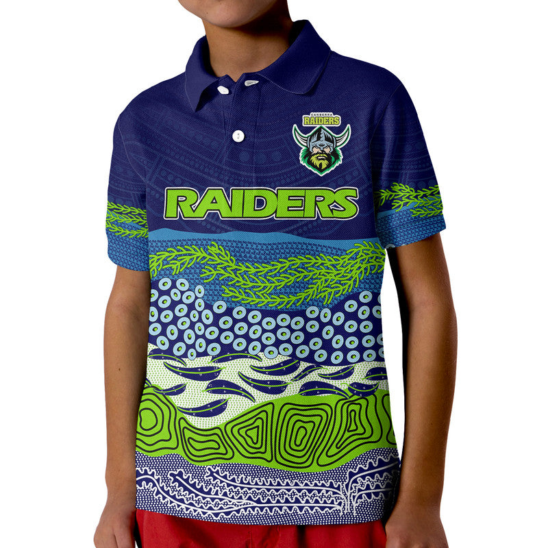 custom-text-and-number-canberra-the-green-machine-raiders-boomerang-indigenous-polo-shirt