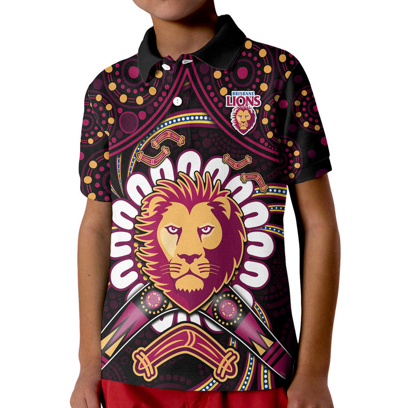 custom-personalised-brisbane-lions-football-polo-shirt-boomerang-indigenous-dots