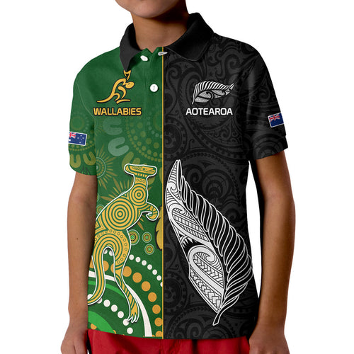 aotearoa-rugby-all-black-combine-australia-wallabies-kid-polo-shirt-aboriginal-kangaroo-and-maori-fern