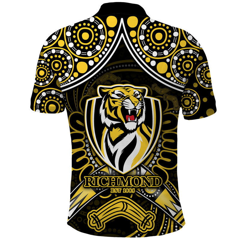 richmond-tigers-football-polo-shirt-boomerang-indigenous-dots