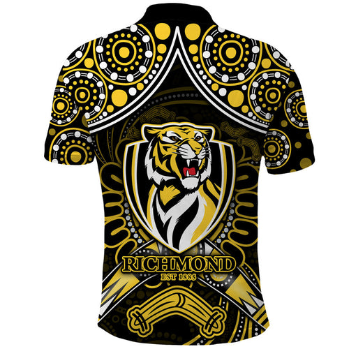 richmond-tigers-football-polo-shirt-boomerang-indigenous-dots