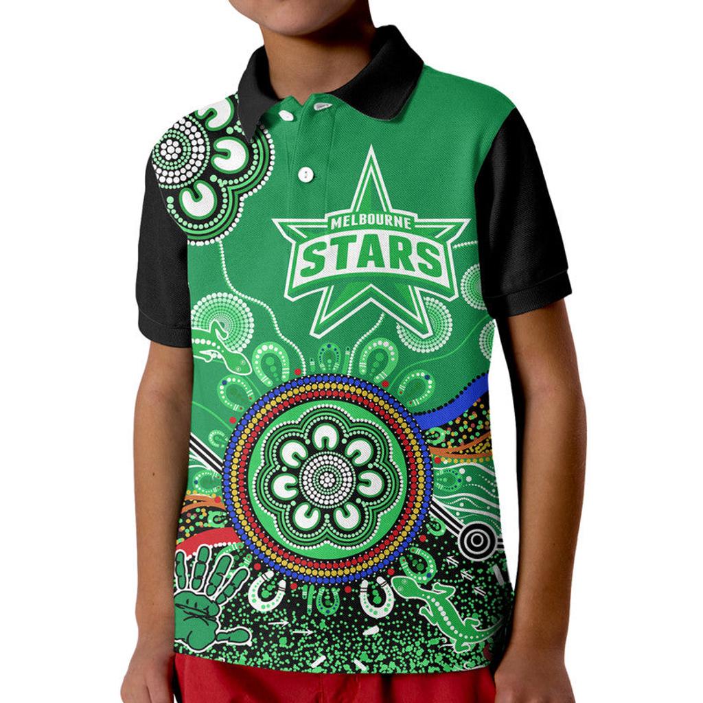 custom-personalised-melbourne-stars-kid-polo-shirt-cricket-indigenous-aboriginal-lizard-version