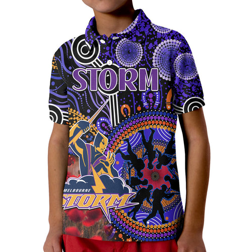 storm-rugby-anzac-kid-polo-shirt-aboriginal-military-and-poppy-flowers