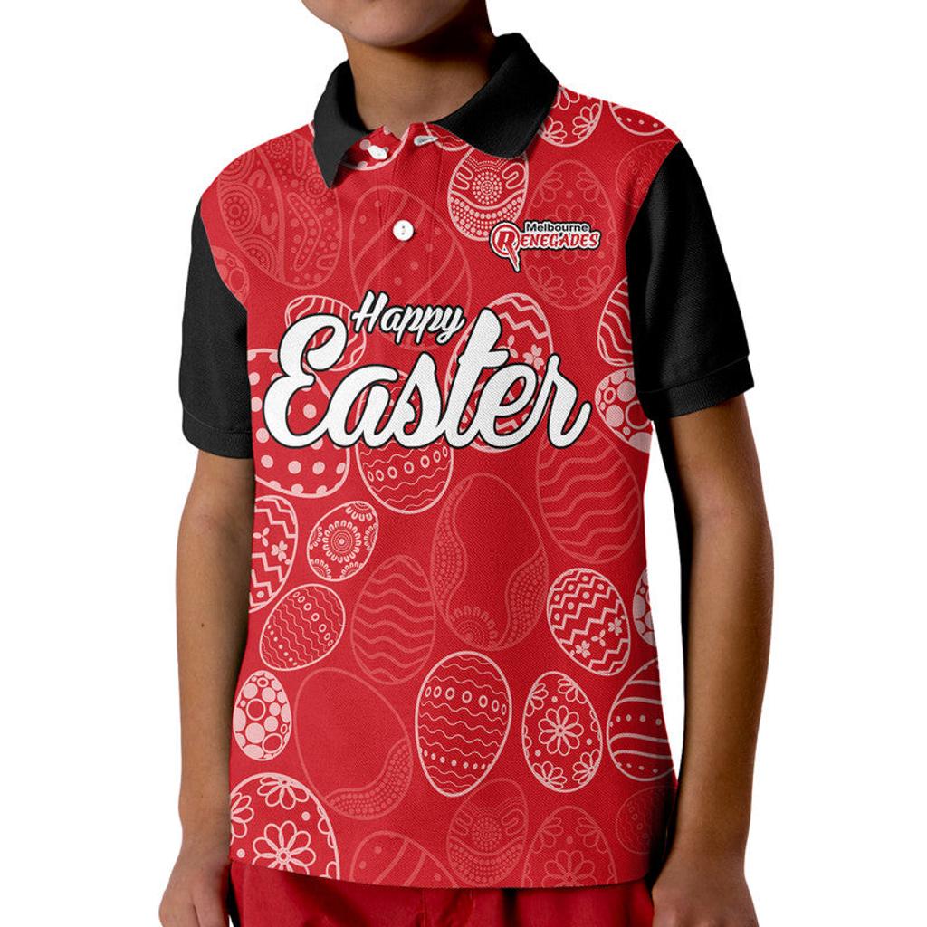 custom-personalised-melbourne-renegades-cricket-happy-easter-day-kid-polo-shirt-simple-style