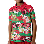 custom-personalised-rabbitohs-rugby-kid-polo-shirt-tropical-flowers-and-palm-hawaiian-style