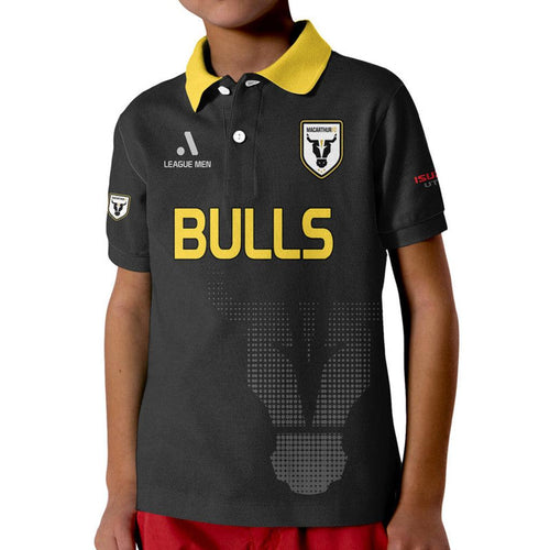 custom-personalised-macarthur-soccer-kid-polo-shirt-bulls-black-and-gold