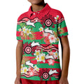 rabbitohs-rugby-kid-polo-shirt-tropical-flowers-and-palm-hawaiian-style