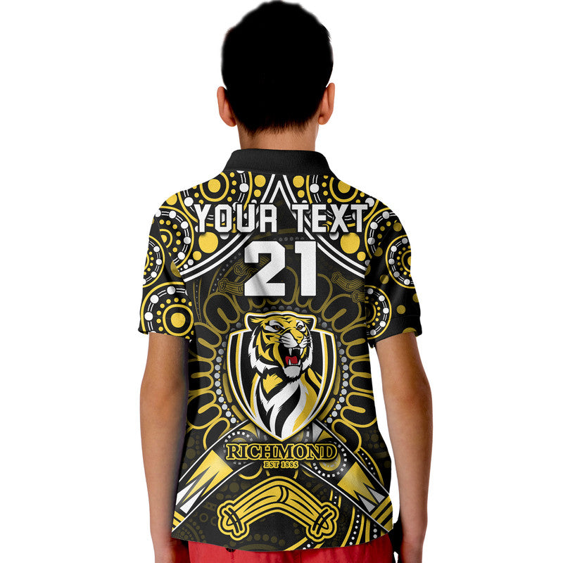 custom-personalised-richmond-tigers-football-polo-shirt-boomerang-indigenous-dots