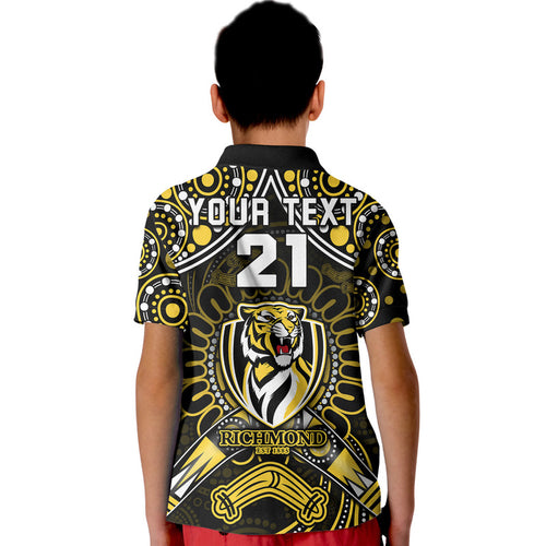 custom-personalised-richmond-tigers-football-polo-shirt-boomerang-indigenous-dots