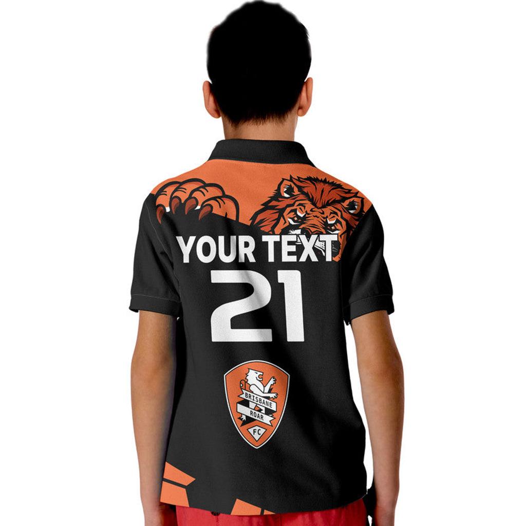custom-personalised-brisbane-roar-soccer-kid-polo-shirt-the-roar-mascot