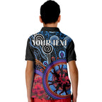 custom-personalised-australia-anzac-day-kid-polo-shirt-aboriginal-military-and-poppy-flowers-style