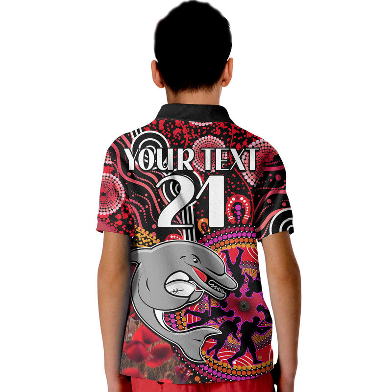 custom-personalised-dolphins-rugby-anzac-polo-shirt-aboriginal-military-and-poppy-flowers