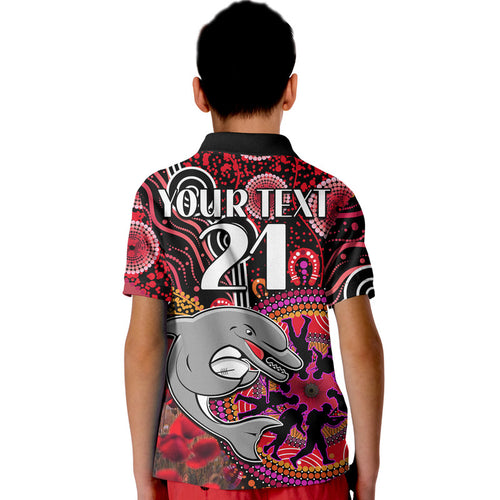 custom-personalised-dolphins-rugby-anzac-polo-shirt-aboriginal-military-and-poppy-flowers