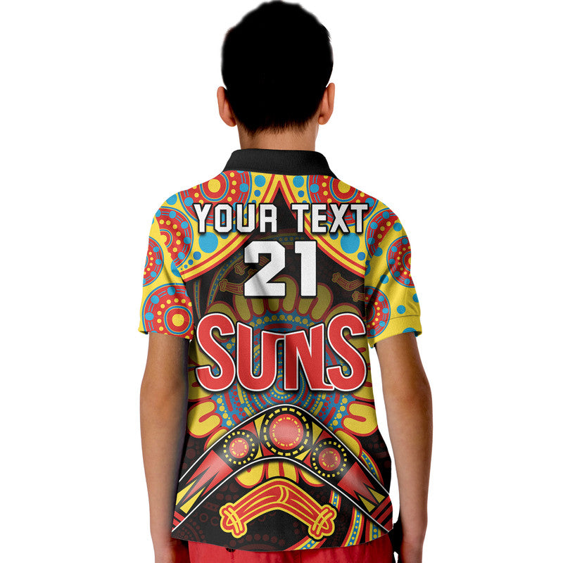 custom-personalised-suns-football-polo-shirt-boomerang-indigenous-dots