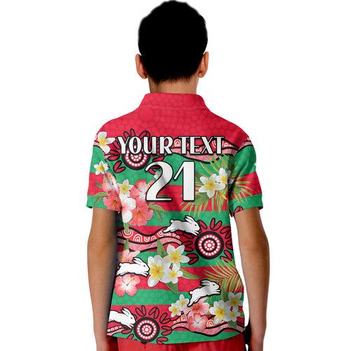 custom-personalised-rabbitohs-rugby-kid-polo-shirt-tropical-flowers-and-palm-hawaiian-style